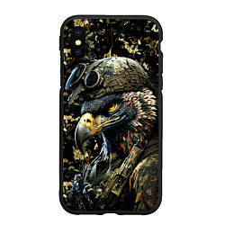 Чехол iPhone XS Max матовый Орел солдат, цвет: 3D-черный
