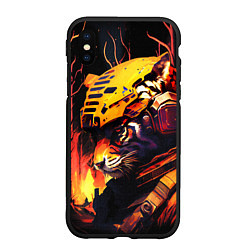 Чехол iPhone XS Max матовый Тигр воин в огне, цвет: 3D-черный