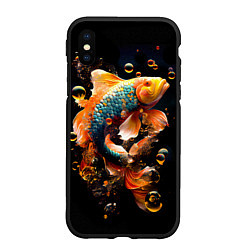 Чехол iPhone XS Max матовый Золотая рыбка с изумрудной чешуей