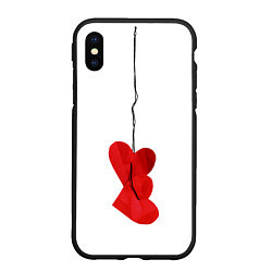 Чехол iPhone XS Max матовый Сердца валентинки
