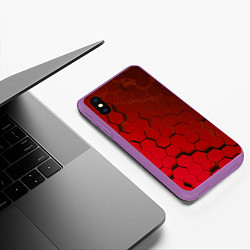 Чехол iPhone XS Max матовый Красные стальные плиты, цвет: 3D-фиолетовый — фото 2