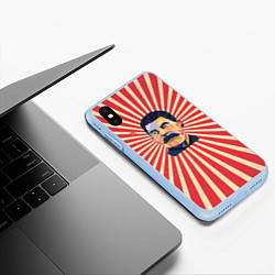 Чехол iPhone XS Max матовый Сталин полигональный, цвет: 3D-голубой — фото 2