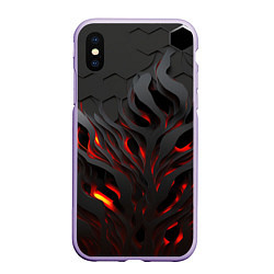 Чехол iPhone XS Max матовый Объемное черное пламя, цвет: 3D-светло-сиреневый