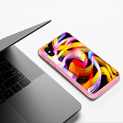 Чехол iPhone XS Max матовый Неоновое множество фонарей в темноте, цвет: 3D-баблгам — фото 2