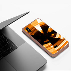 Чехол iPhone XS Max матовый Абстрактный золотистый паттерн, цвет: 3D-коричневый — фото 2