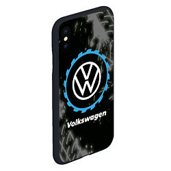 Чехол iPhone XS Max матовый Volkswagen в стиле Top Gear со следами шин на фоне, цвет: 3D-черный — фото 2