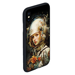 Чехол iPhone XS Max матовый Космическая красавица с цветами, цвет: 3D-черный — фото 2