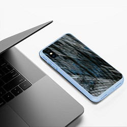 Чехол iPhone XS Max матовый Тёмные листы стёкол, цвет: 3D-голубой — фото 2