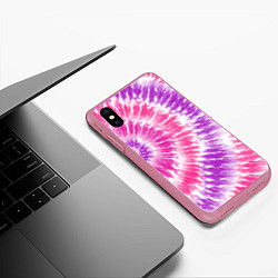 Чехол iPhone XS Max матовый Тай-дай розовый с фиолетовым, цвет: 3D-малиновый — фото 2