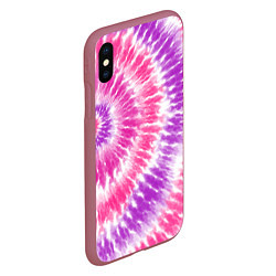 Чехол iPhone XS Max матовый Тай-дай розовый с фиолетовым, цвет: 3D-малиновый — фото 2