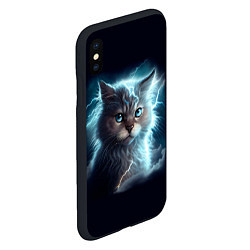 Чехол iPhone XS Max матовый Котик с молниями, цвет: 3D-черный — фото 2