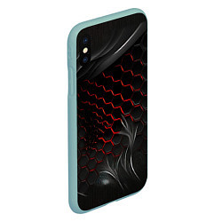 Чехол iPhone XS Max матовый Плиты с красной сеткой, цвет: 3D-мятный — фото 2