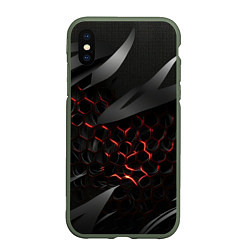 Чехол iPhone XS Max матовый Black and red abstract