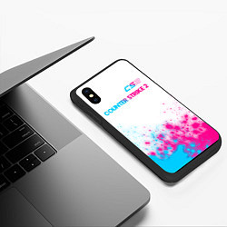 Чехол iPhone XS Max матовый Counter Strike 2 neon gradient style: символ сверх, цвет: 3D-черный — фото 2