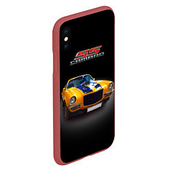 Чехол iPhone XS Max матовый Ретро маслкар Camaro SS 1970 года, цвет: 3D-красный — фото 2