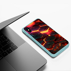 Чехол iPhone XS Max матовый Сломанные лавовые наносоты, цвет: 3D-мятный — фото 2