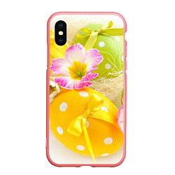 Чехол iPhone XS Max матовый Пасхальные яйца и цветы