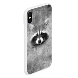 Чехол iPhone XS Max матовый Енот - grunge style texture, цвет: 3D-белый — фото 2