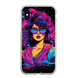 Чехол iPhone XS Max матовый Lady - retrowave style