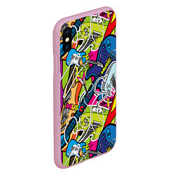 Чехол iPhone XS Max матовый Guitars - pop art pattern, цвет: 3D-розовый — фото 2