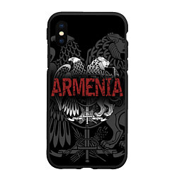 Чехол iPhone XS Max матовый Герб Армении с надписью Armenia