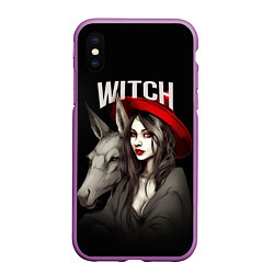 Чехол iPhone XS Max матовый Ведьма с ослом, цвет: 3D-фиолетовый