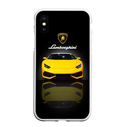 Чехол iPhone XS Max матовый Итальянский суперкар Lamborghini Aventador, цвет: 3D-белый