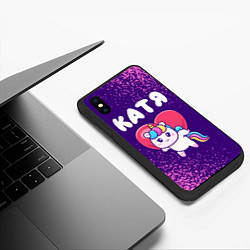 Чехол iPhone XS Max матовый Катя единорог с сердечком, цвет: 3D-черный — фото 2