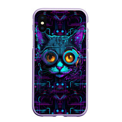 Чехол iPhone XS Max матовый Cat - cyberpunk style