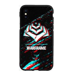 Чехол iPhone XS Max матовый Warframe в стиле glitch и баги графики на темном ф, цвет: 3D-черный