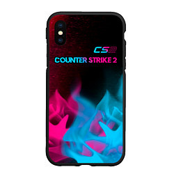 Чехол iPhone XS Max матовый Counter Strike 2 - neon gradient: символ сверху