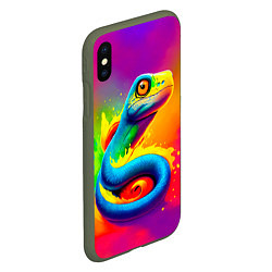 Чехол iPhone XS Max матовый Змейка в красках, цвет: 3D-темно-зеленый — фото 2