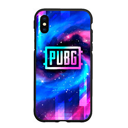 Чехол iPhone XS Max матовый PUBG неоновый космос, цвет: 3D-черный