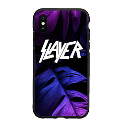 Чехол iPhone XS Max матовый Slayer neon monstera