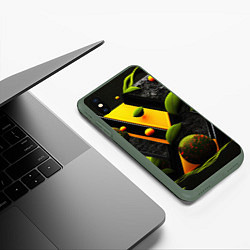 Чехол iPhone XS Max матовый Объемные зеленые листья, цвет: 3D-темно-зеленый — фото 2