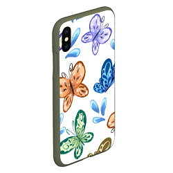 Чехол iPhone XS Max матовый Стая водных бабочек, цвет: 3D-темно-зеленый — фото 2