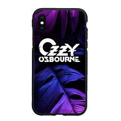 Чехол iPhone XS Max матовый Ozzy Osbourne neon monstera, цвет: 3D-черный