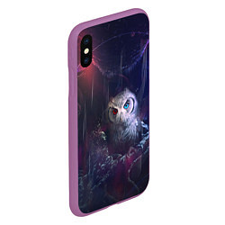 Чехол iPhone XS Max матовый Сова на мрачном фоне, цвет: 3D-фиолетовый — фото 2