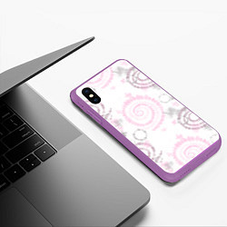 Чехол iPhone XS Max матовый Тай дай пудровый, цвет: 3D-фиолетовый — фото 2
