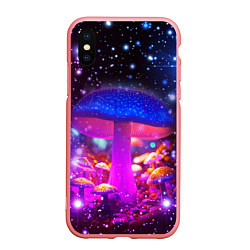 Чехол iPhone XS Max матовый Звезды и неоновые светящиеся грибы, цвет: 3D-баблгам