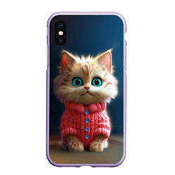 Чехол iPhone XS Max матовый Котик в розовом свитере