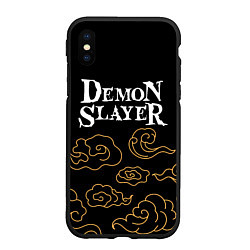 Чехол iPhone XS Max матовый Demon Slayer anime clouds, цвет: 3D-черный