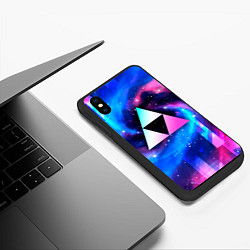 Чехол iPhone XS Max матовый Zelda неоновый космос, цвет: 3D-черный — фото 2