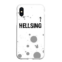 Чехол iPhone XS Max матовый Hellsing glitch на светлом фоне: символ сверху, цвет: 3D-белый