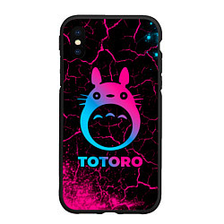 Чехол iPhone XS Max матовый Totoro - neon gradient, цвет: 3D-черный