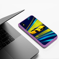 Чехол iPhone XS Max матовый Желтый итальянский суперкар, цвет: 3D-фиолетовый — фото 2