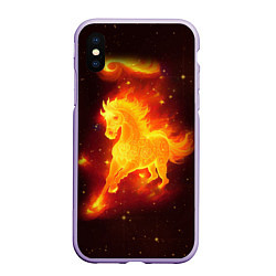 Чехол iPhone XS Max матовый Огненный конь мчится, цвет: 3D-светло-сиреневый