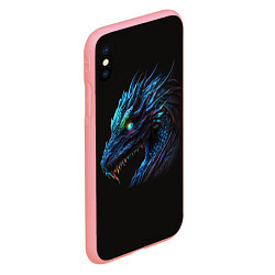 Чехол iPhone XS Max матовый Красивый неоновый дракон с голубыми глазами, цвет: 3D-баблгам — фото 2