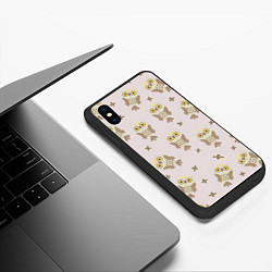 Чехол iPhone XS Max матовый Сова и знак плюс, цвет: 3D-черный — фото 2