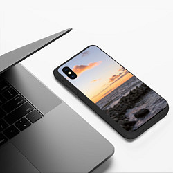 Чехол iPhone XS Max матовый Закат солнца на Финском заливе, цвет: 3D-черный — фото 2